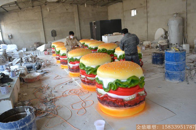 厂家制作玻璃钢汉堡包雕塑 肯德基门口摆件 美味食物景象雕塑
